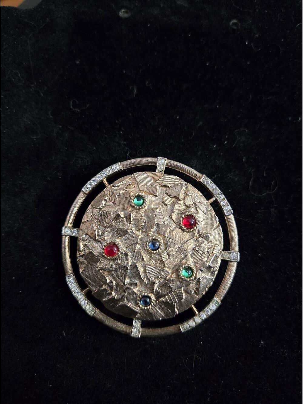 Vintage CAPRI Pin Brooch Multicolor Stones Signed